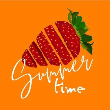 Çilek _ Yaz dönemi turuncu arka plan