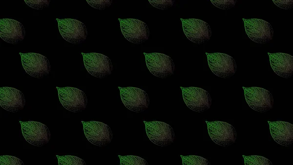 Бесшовный Узор Зелеными Листьями Черном Фоне — стоковый вектор