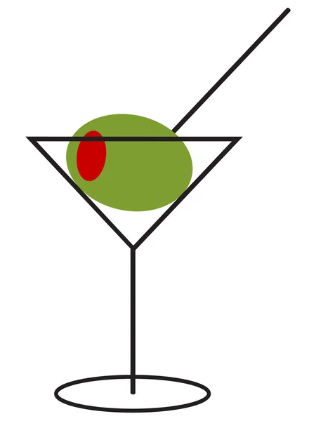 Martini dengan ekstra besar Olive - Stok Vektor