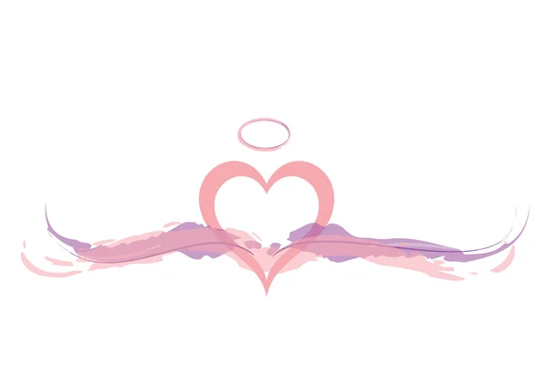 Pink Angel Heart with Wings — Stock Vector