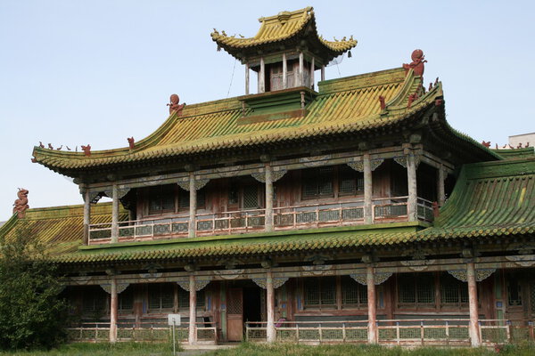 The building is in the Winter Palace of Bogd Khan in Ulan Bator, Mongolia