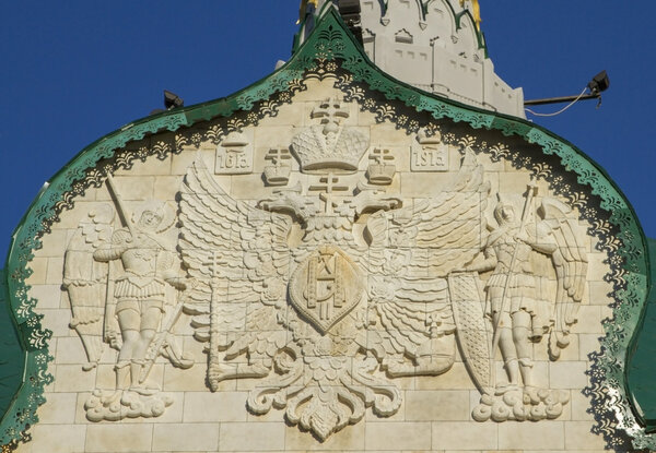 Coat of Imperial Russia on the building of the National Bank in the city of Nizhny Novgorod