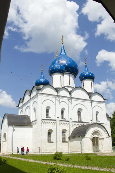 Domos de iglesia con estrella azul en Suzdal — Foto de Stock