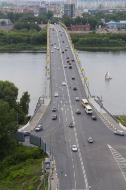 The bridge across the Oka River in Nizhny Novgorod clipart
