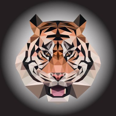 Tiger Head 'in resmi. Vektör çizimi çokgeni Düşük Poligon