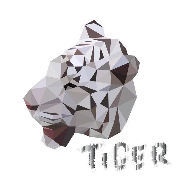 A Fehér Tigris képe. Vektor illusztráció poligon alacsony poli — Stock Vector