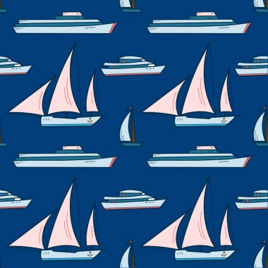 Deniz seyahati temasındaki vektörsüz desen