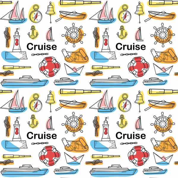 Vector seamless pattern on the theme of sea cruise —  Vetores de Stock