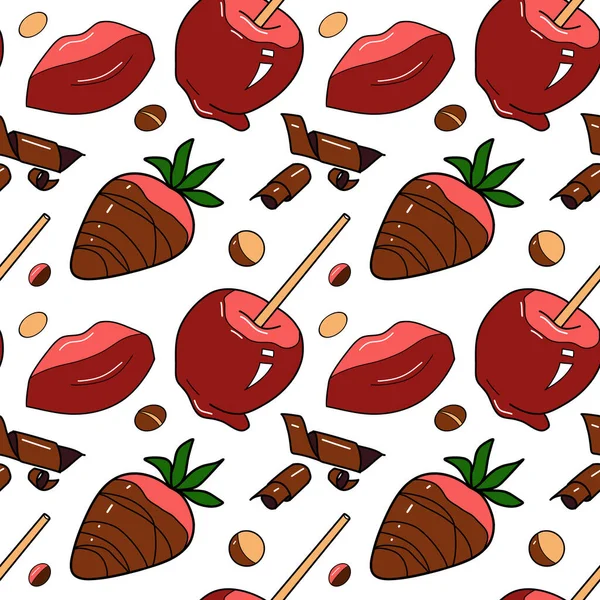 Seamless pattern with the image of chocolate sweets — Vetor de Stock
