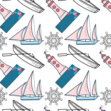 Deniz seyahati temasındaki vektörsüz desen