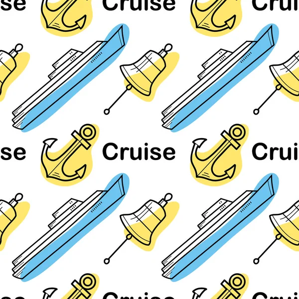 Vector seamless pattern on the theme of sea cruise — Vetor de Stock