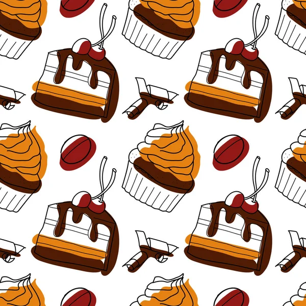 Seamless Pattern Image Chocolate Sweets Vector —  Vetores de Stock