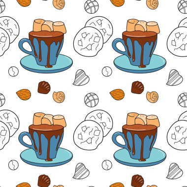 Çikolatalı şeker vektörünün görüntüsüyle kusursuz desen