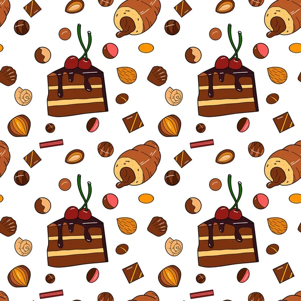 Seamless Pattern Image Chocolate Sweets Vector — стоковый вектор