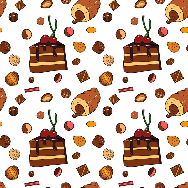 Seamless Pattern Image Chocolate Sweets Vector —  Vetores de Stock