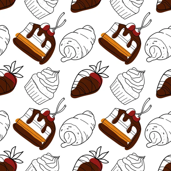 Seamless Pattern Image Chocolate Sweets Vector — Archivo Imágenes Vectoriales