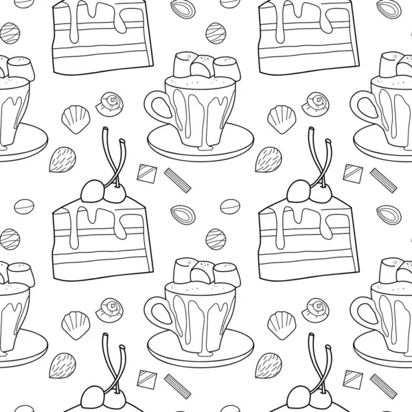 Seamless Pattern Image Chocolate Sweets Vector —  Vetores de Stock