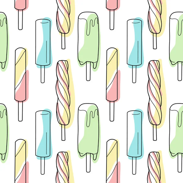 Modèle Sans Couture Bonbons Crème Glacée Sur Vecteur Bâton — Image vectorielle