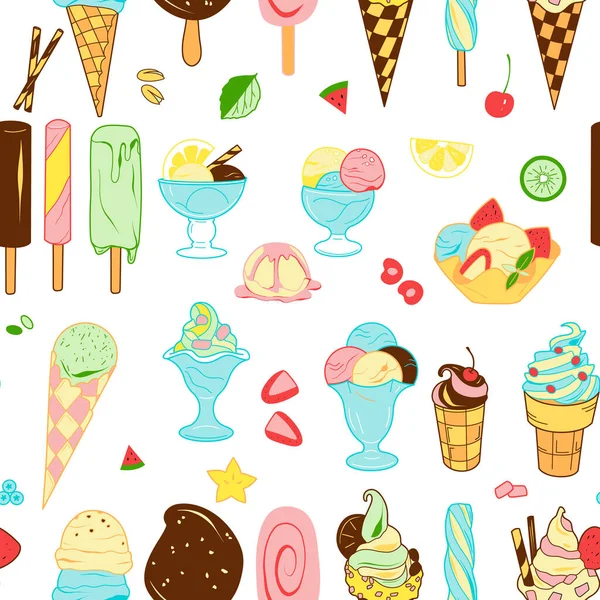 Nahtlose Muster Von Sommer Süßigkeiten Eis Vektor — Stockvektor