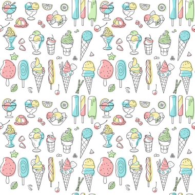 Yaz tatlılarının kusursuz deseni - dondurma vektörü