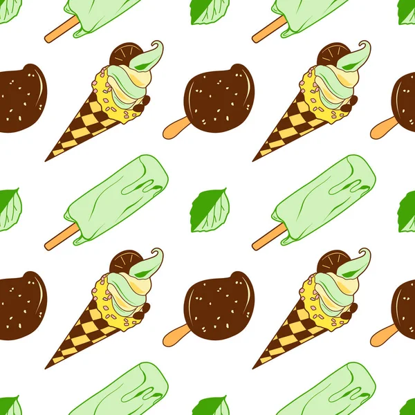 Motif Sans Couture Bonbons Vecteur Crème Glacée Dans Une Tasse — Image vectorielle