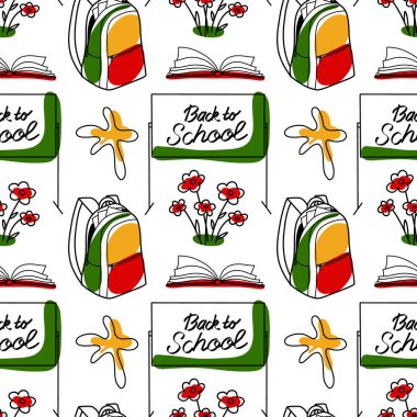 vector seamless pattern elements Back to School backpack