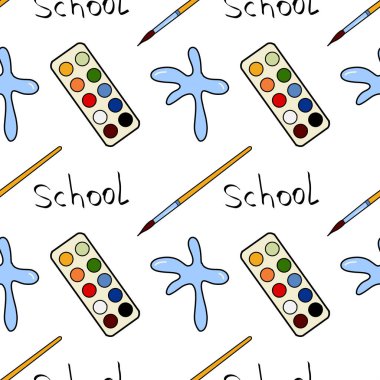 vector seamless pattern elements Back to School paint
