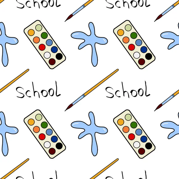 vector seamless pattern elements Back to School paint