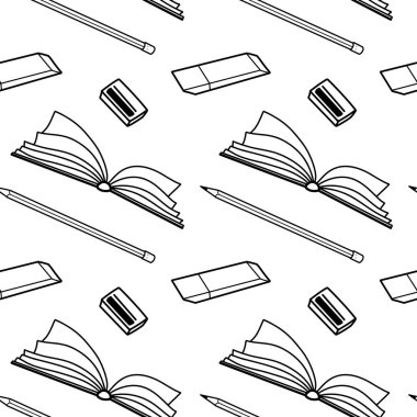 vector seamless pattern elements Back to School contur