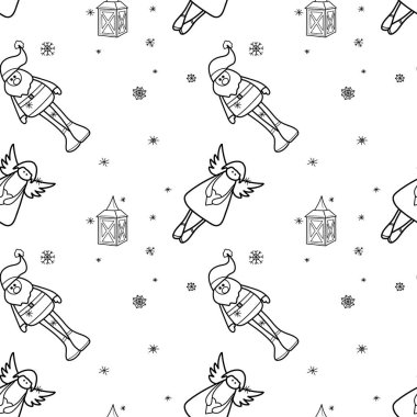 vector contur seamless pattern New Year s, Christmas decorations, toys