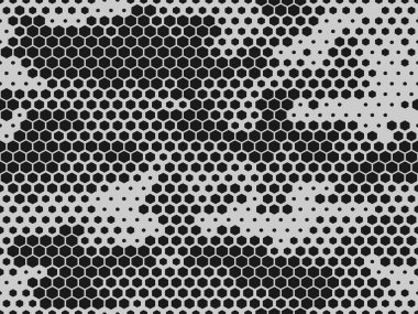 Kamuflaj kusursuz model modern. Askeri doku altıgen elementler. Kumaş ve giysi baskısı. Vektör