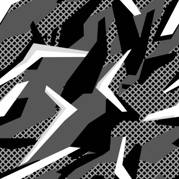 Seamless Pattern Shapes Abstract Camo Grid Racing Background Vinyl Decal — Stockvektor
