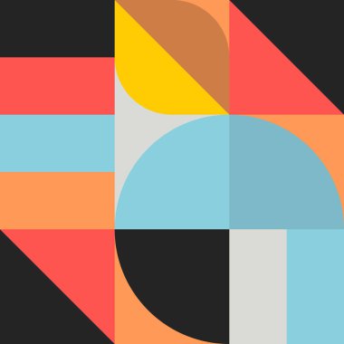 Şekillerden soyut geometrik arkaplan. İskandinav tarzında modern geometrik gelecek modeli. Tekstil ve poster bastırın. Vektör illüstrasyonu