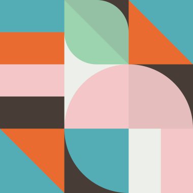 Şekillerden soyut geometrik arkaplan. İskandinav tarzında modern geometrik gelecek modeli. Tekstil ve poster bastırın. Vektör illüstrasyonu