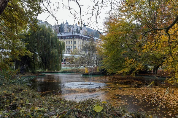 Pond in park, Karlovy Vary — Stock Photo, Image