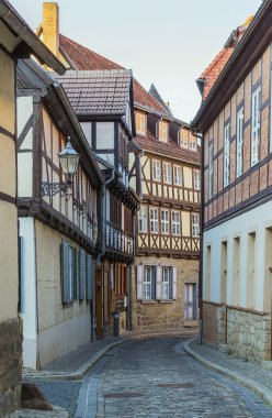 quedlinburg, Almanya yarı ahşap evleri ile sokak