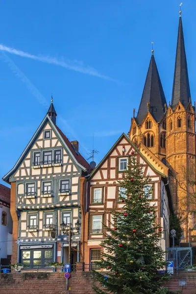 Uitzicht Historische Vakwerkhuizen Maria Kerk Gelnhausen Duitsland — Stockfoto