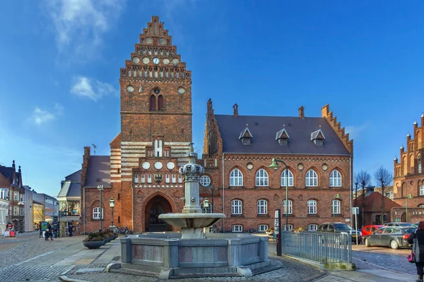 Het Stadhuis Roskilde Een 19E Eeuws Gebouw Neogotische Stijl Denemarken — Stockfoto