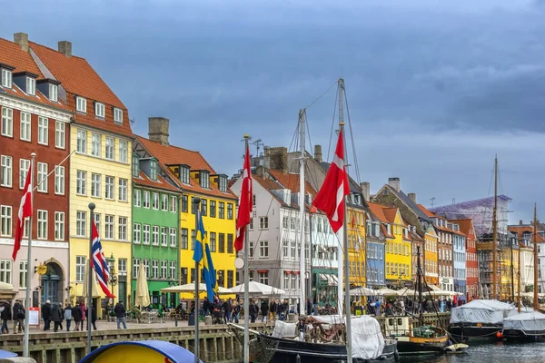 Nyhavn Lungomare Canale Quartiere Dei Divertimenti Del Xvii Secolo Copenaghen — Foto Stock