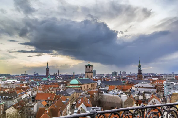 Widok Historyczne Centrum Kopenhagi Okrągłej Wieży Dania — Zdjęcie stockowe