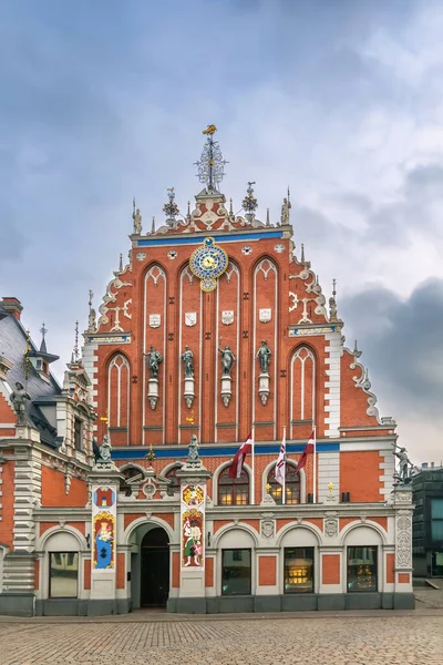 Budova Bratrstva Černé Tečky Jednou Nejznámějších Staveb Starých Riga Lotyšsko — Stock fotografie