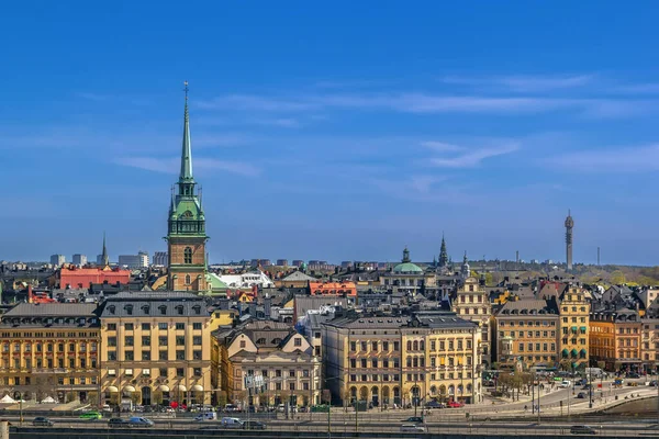 Vista Gamla Stan Desde Isla Sodermalm Estocolmo Suecia — Foto de Stock