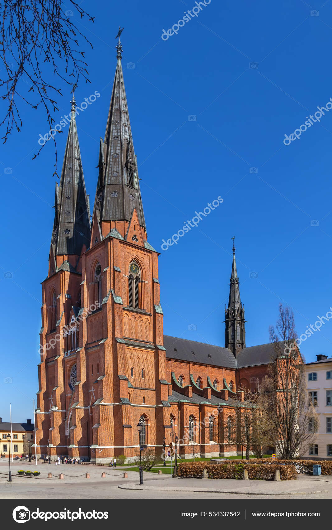 Uppsala Cathedral Cathedral Located Centre Uppsala Cathedral Dates Back Late Stock Photo by