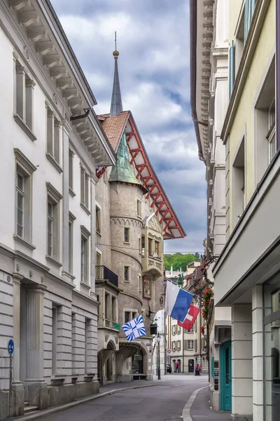 Ulice Historickými Domy Centru Města Lucerne Švýcarsko — Stock fotografie