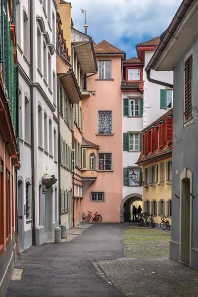 Rua Com Casas Históricas Centro Cidade Lucerna Suíça — Fotografia de Stock