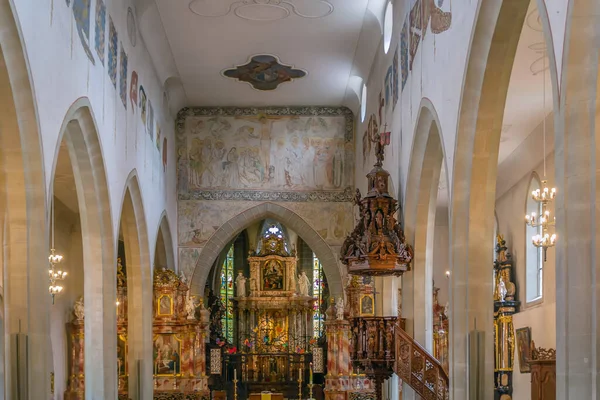 Interior Igreja Franciscana Lucerna Suíça — Fotografia de Stock