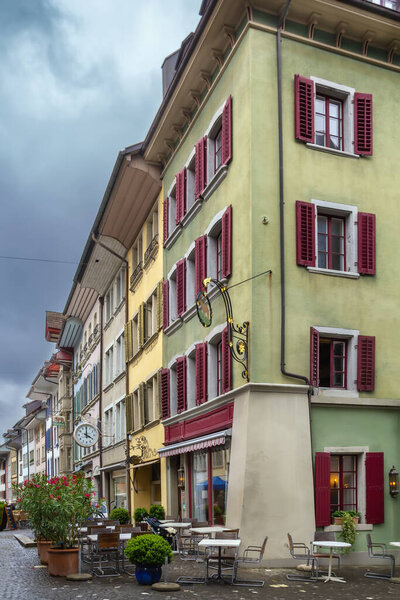 Street in Lenzburg city center, Switzerland