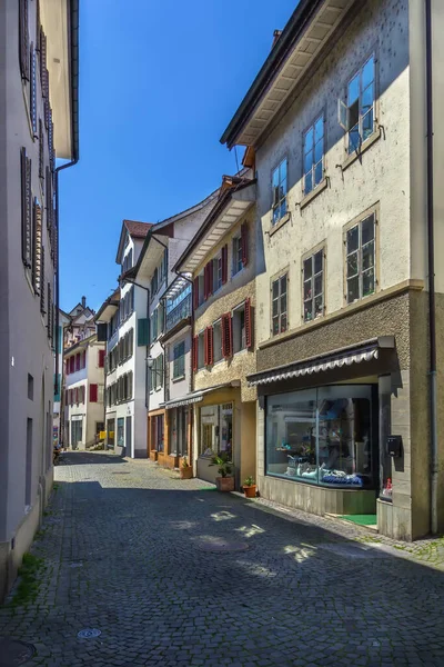 Straat Met Historische Huizen Rapperswil Oude Stad Zwitserland — Stockfoto