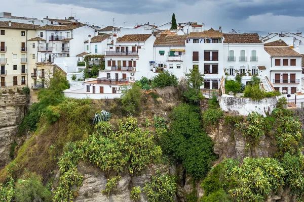 Blick Auf Die Ronda Mit Häusern Rande Des Canyons Spanien — Stockfoto