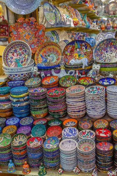 Красочная Керамика Продажи Большом Базаре Стамбуле Турция — стоковое фото